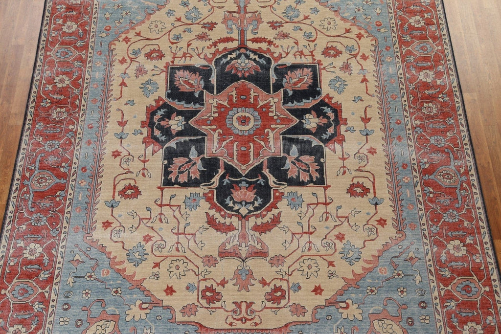 Hand-Knotted Wool Heriz Serapi Turkish Rug 9x12