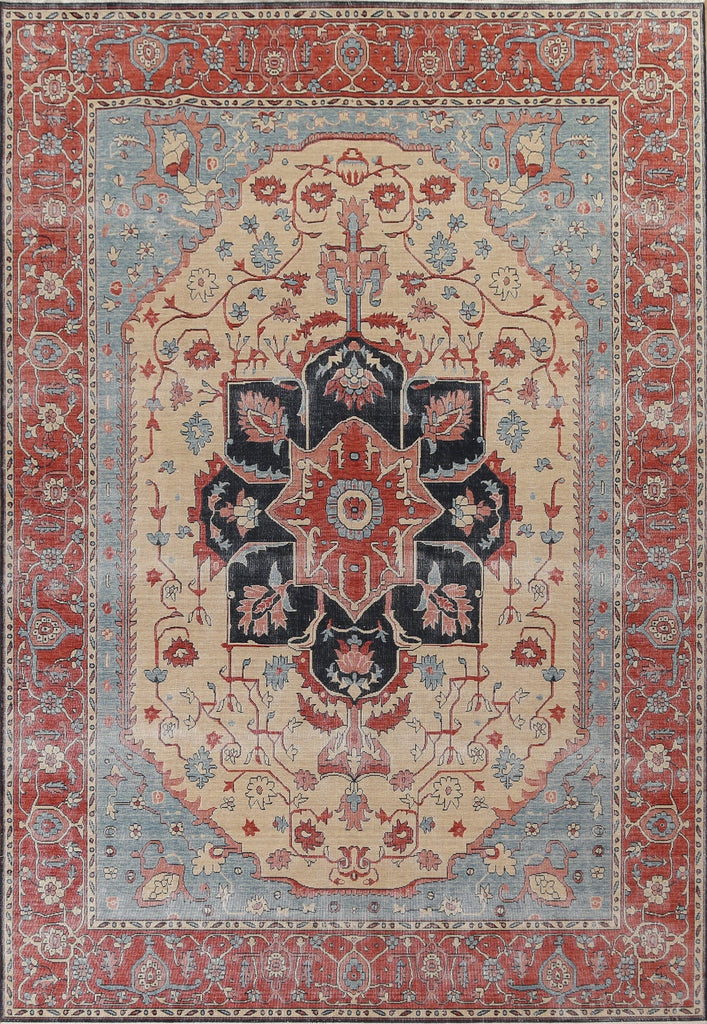 Hand-Knotted Wool Heriz Serapi Turkish Rug 9x12