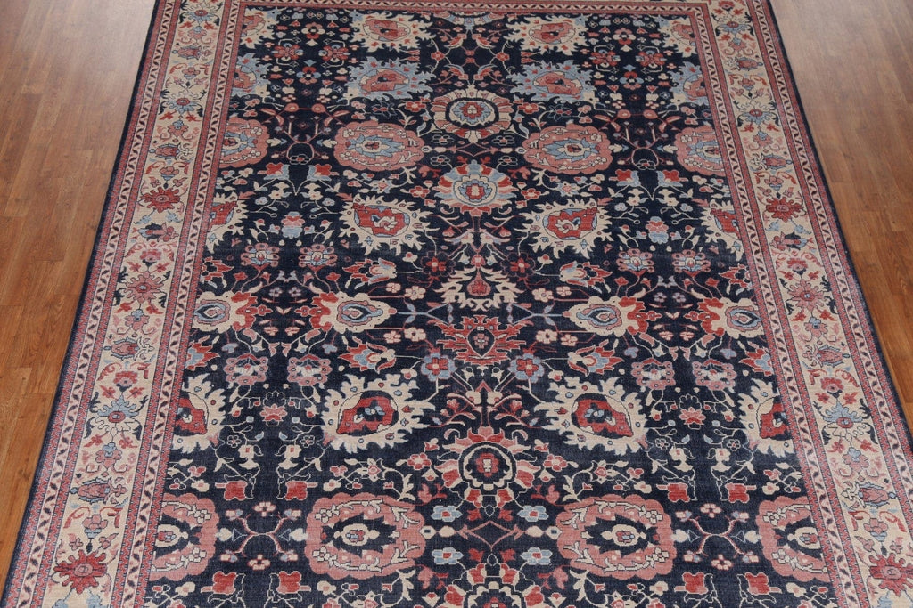 Navy Blue Floral Sultanabad Ziegler Turkish Wool Rug 9x12