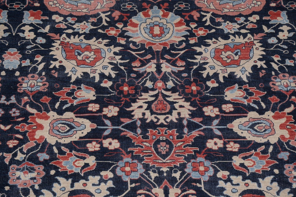 Navy Blue Floral Sultanabad Ziegler Turkish Wool Rug 9x12