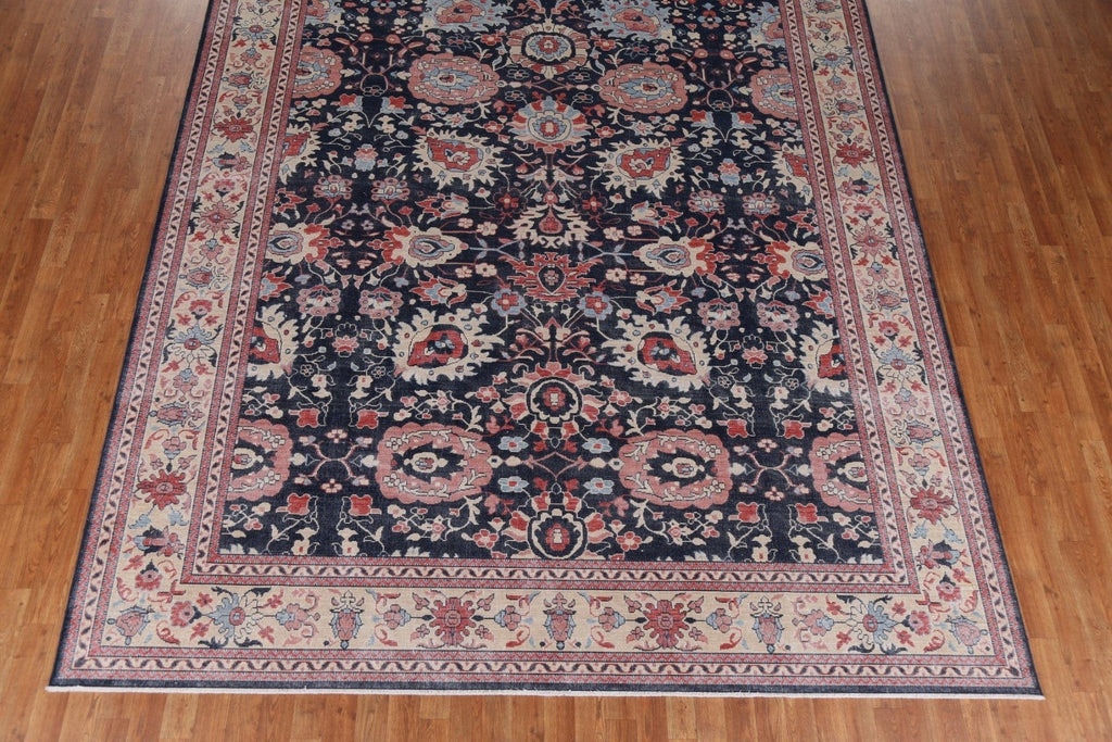 Navy Blue Floral Sultanabad Ziegler Turkish Wool Rug 9x12