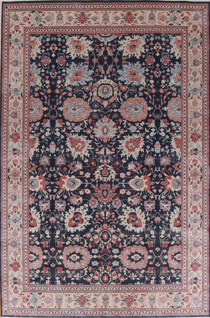 Navy Blue Floral Sultanabad Ziegler Turkish Wool Rug 9x12