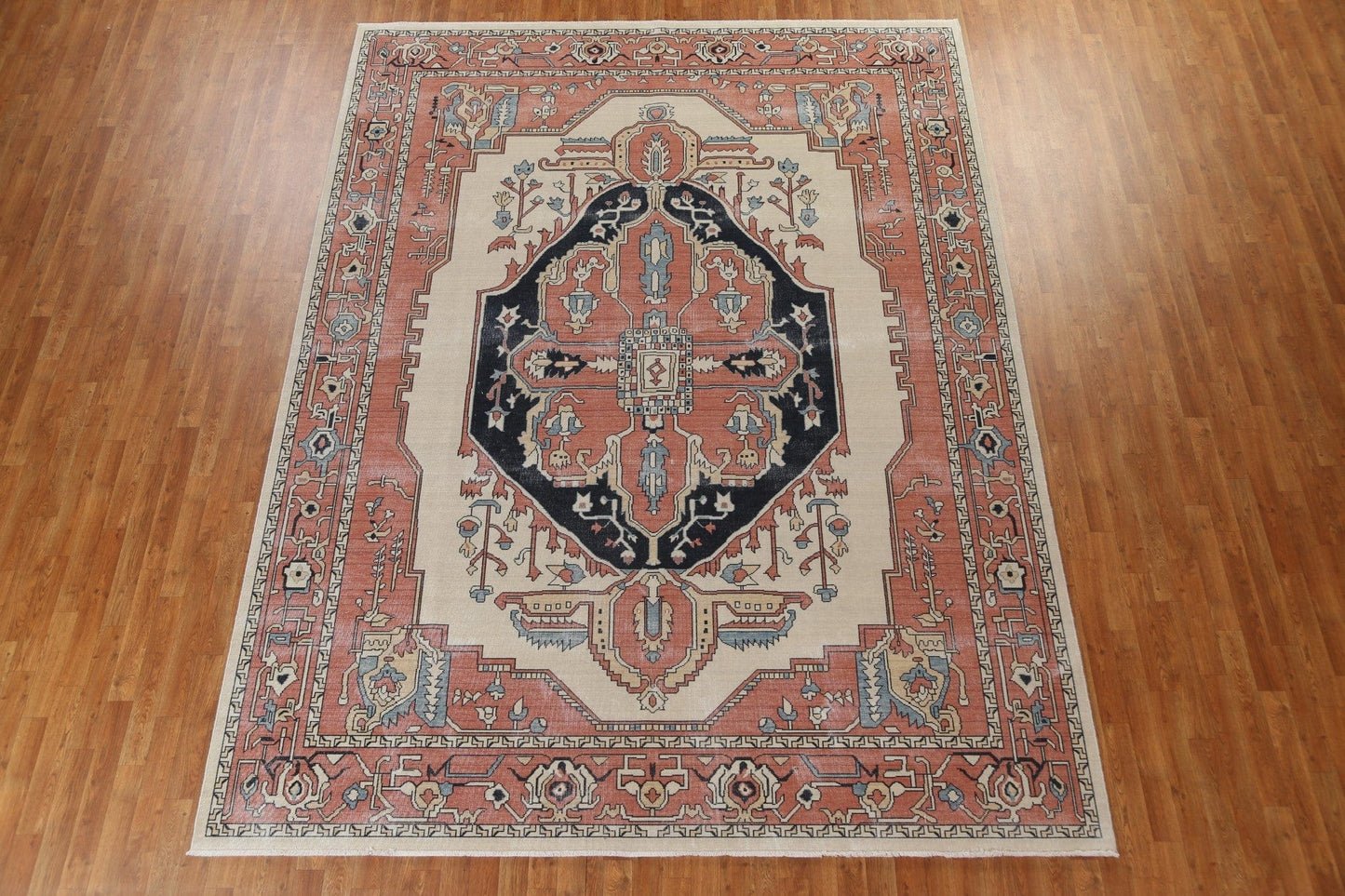 Hand-Knotted Heriz Serapi Turkish Wool Rug 9x12