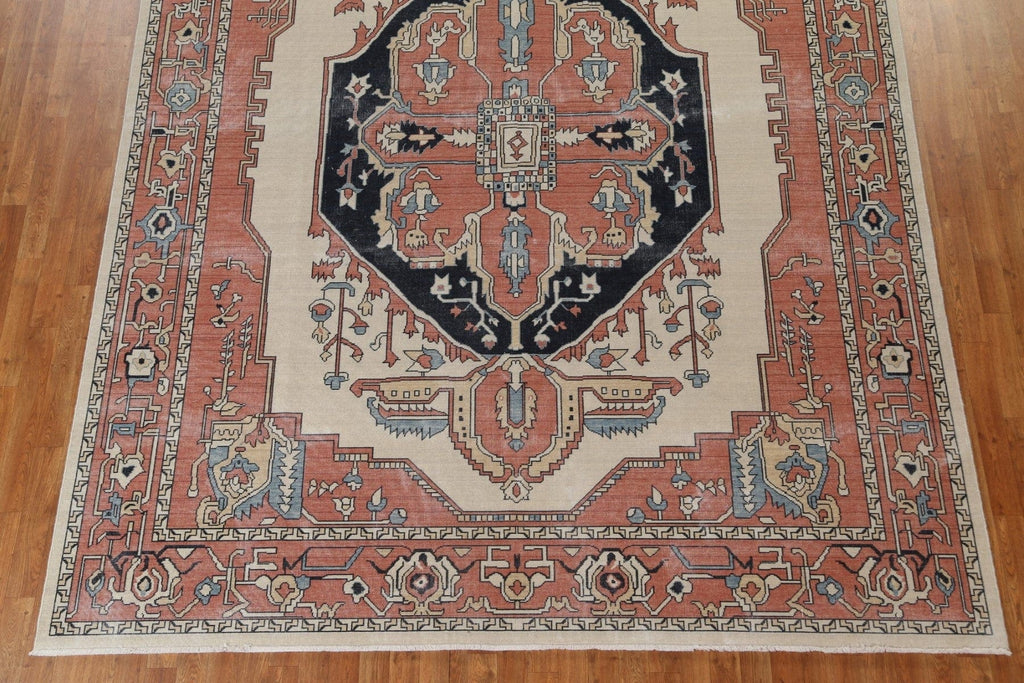 Hand-Knotted Heriz Serapi Turkish Wool Rug 9x12