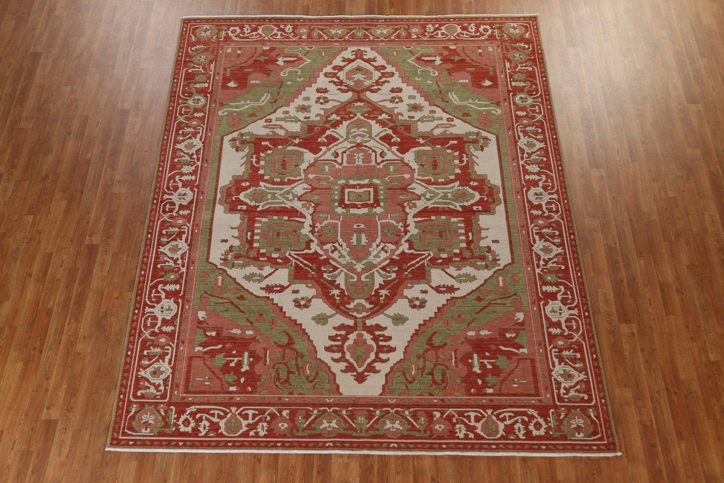 Geometric Handmade Heriz Serapi Turkish Wool Rug 8x10