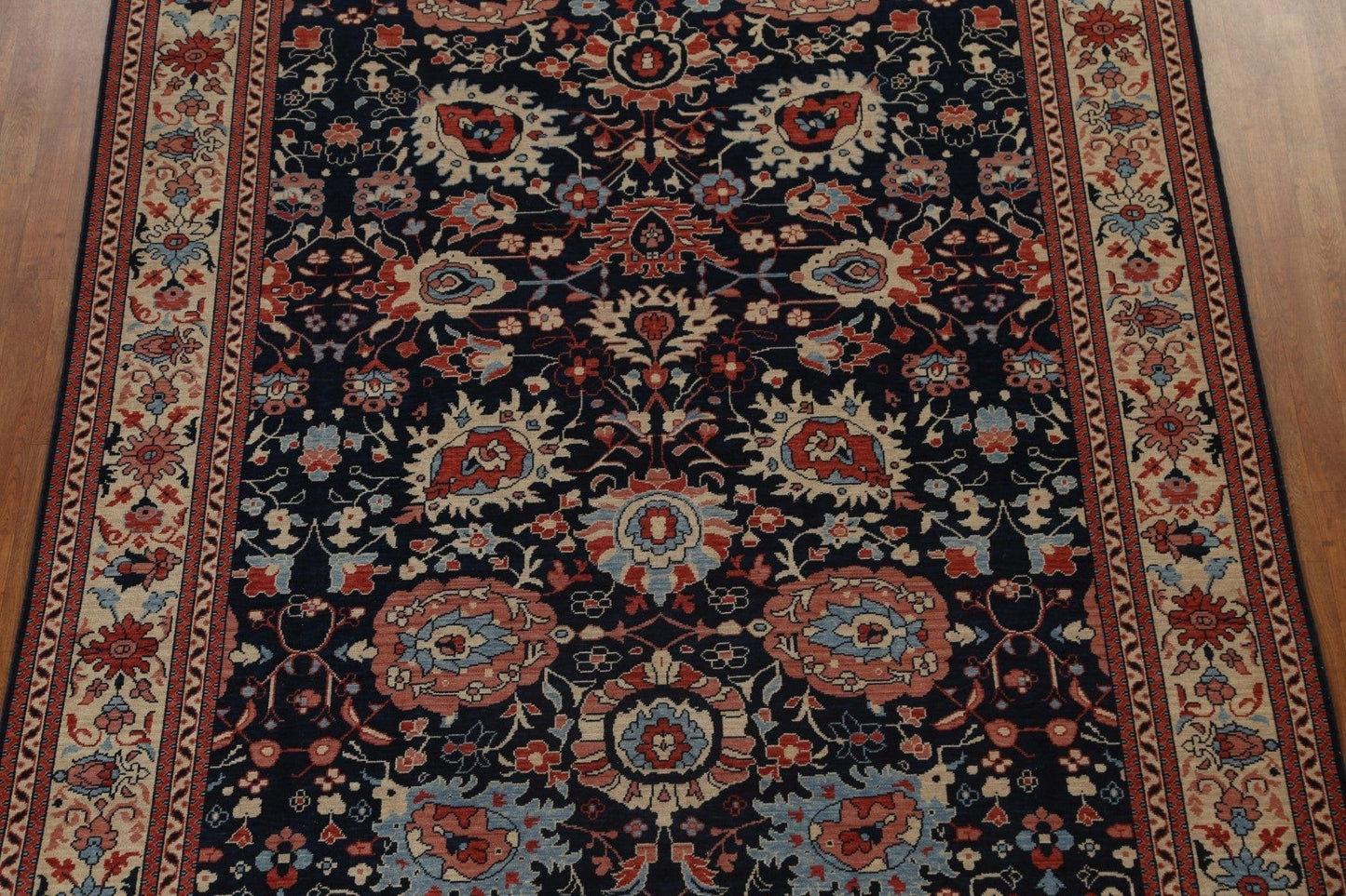 Navy Blue Floral Sultanabad Ziegler Turkish Wool Rug 8x10