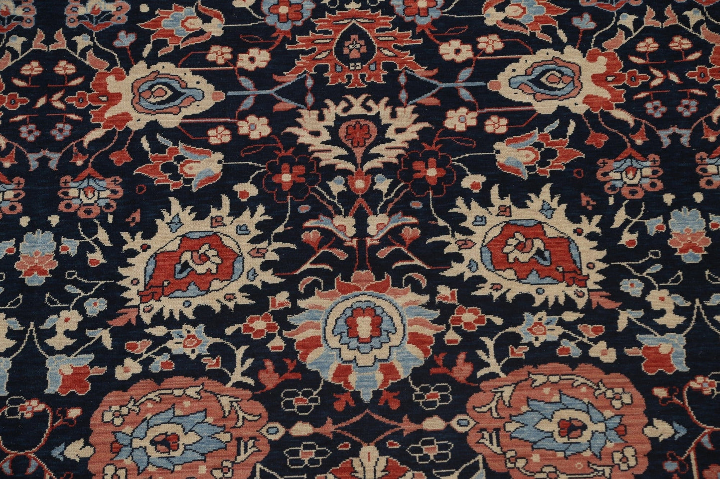 Navy Blue Floral Sultanabad Ziegler Turkish Wool Rug 8x10