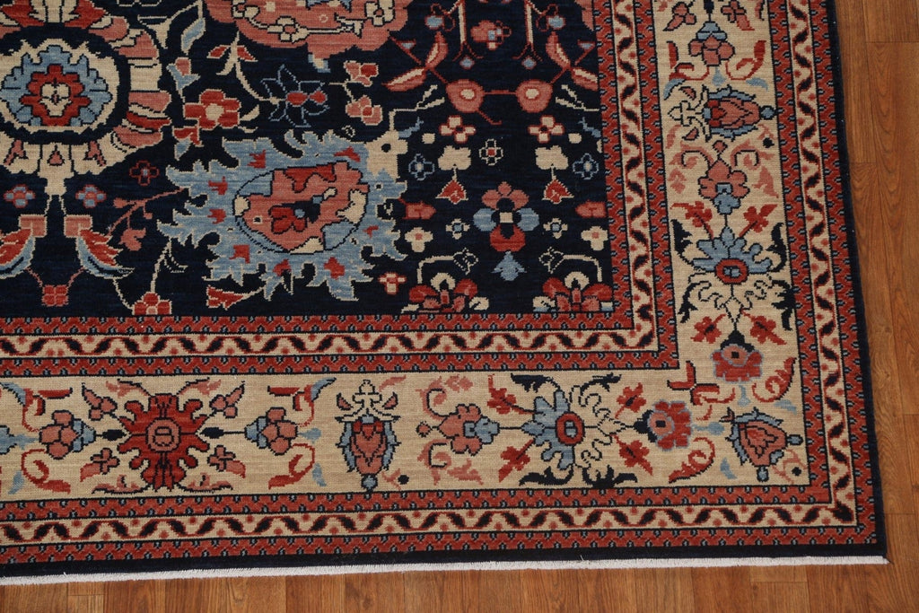 Navy Blue Floral Sultanabad Ziegler Turkish Wool Rug 8x10