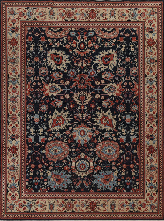 Navy Blue Floral Sultanabad Ziegler Turkish Wool Rug 8x10