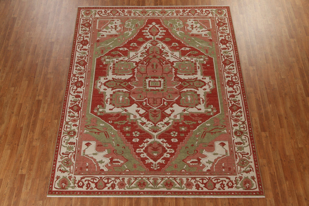 Geometric Handmade Heriz Serapi Turkish Wool Rug 8x10