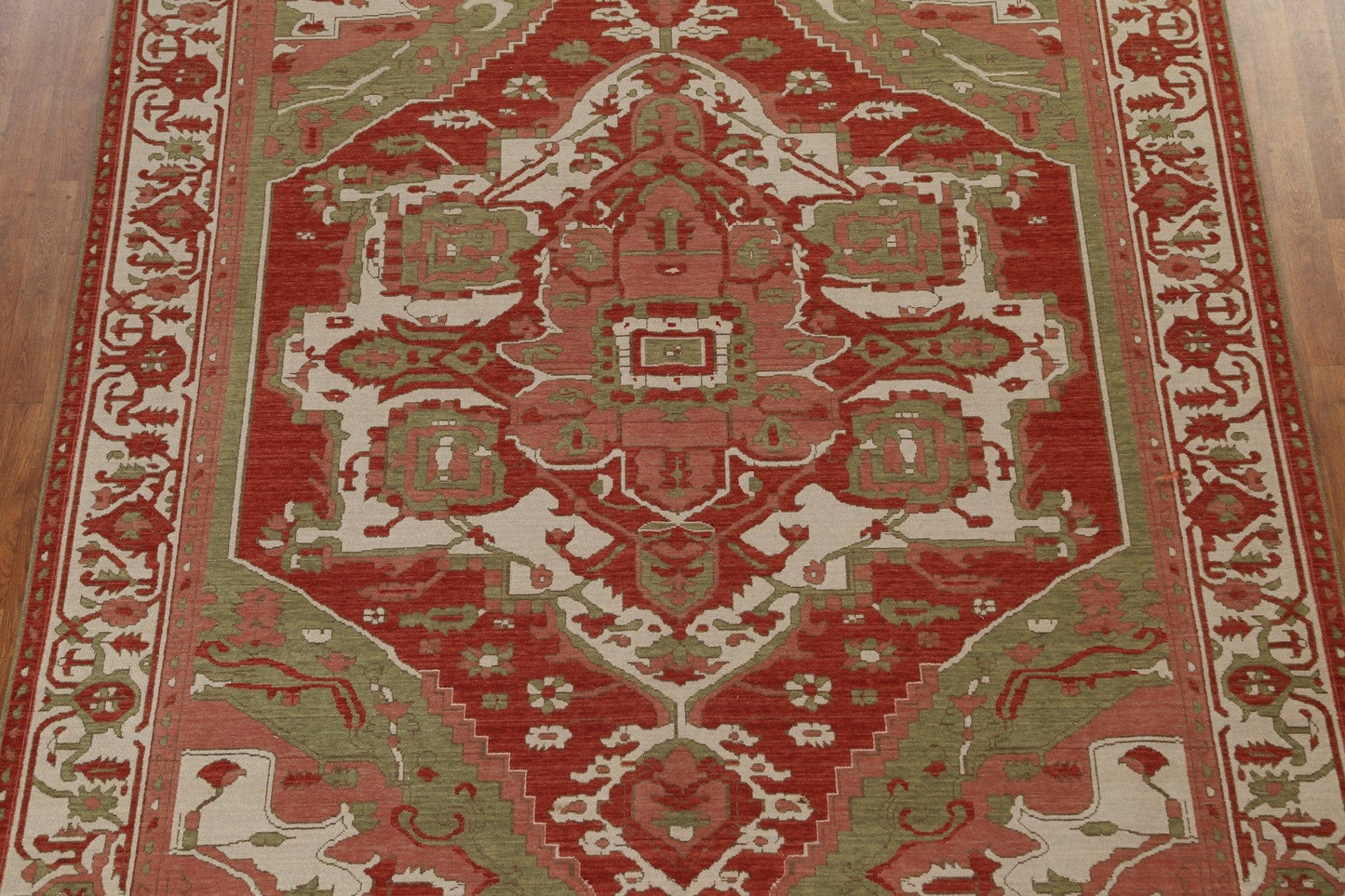 Geometric Handmade Heriz Serapi Turkish Wool Rug 8x10