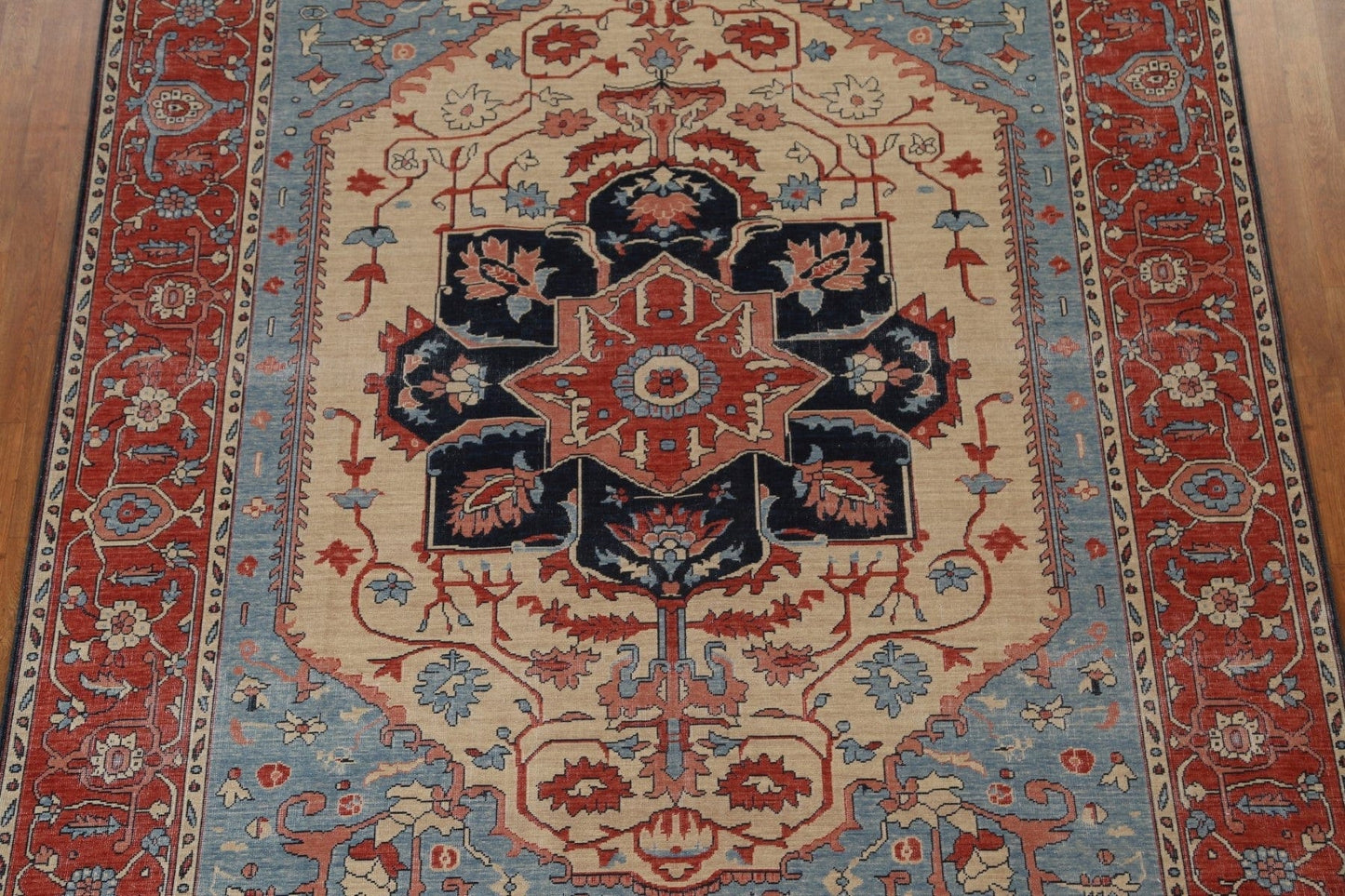 Geometric Handmade Heriz Serapi Wool Turkish Rug 8x10