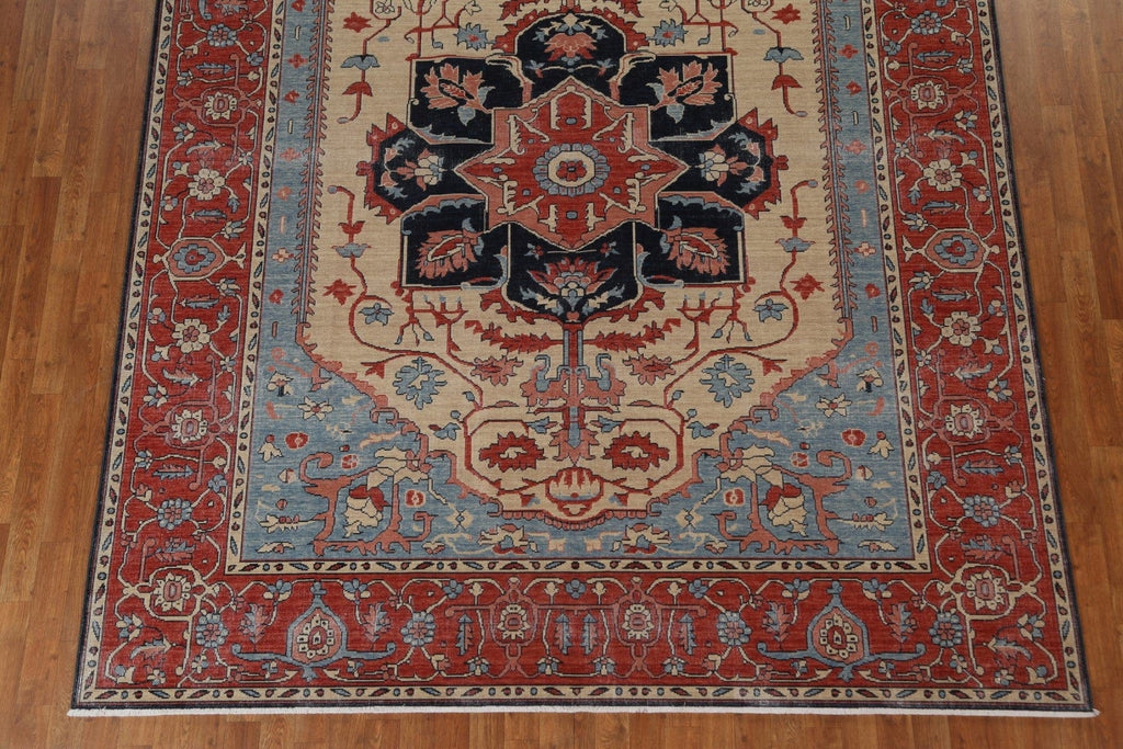 Geometric Handmade Heriz Serapi Wool Turkish Rug 8x10