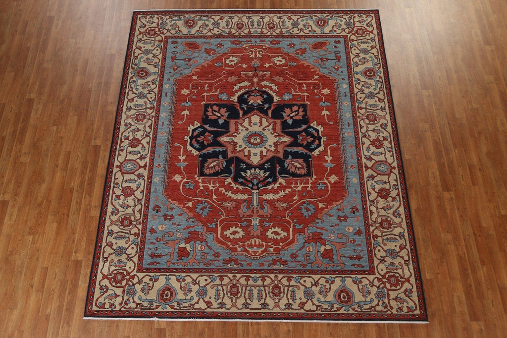 Red Geometric Heriz Serapi Turkish Wool Rug 8x10