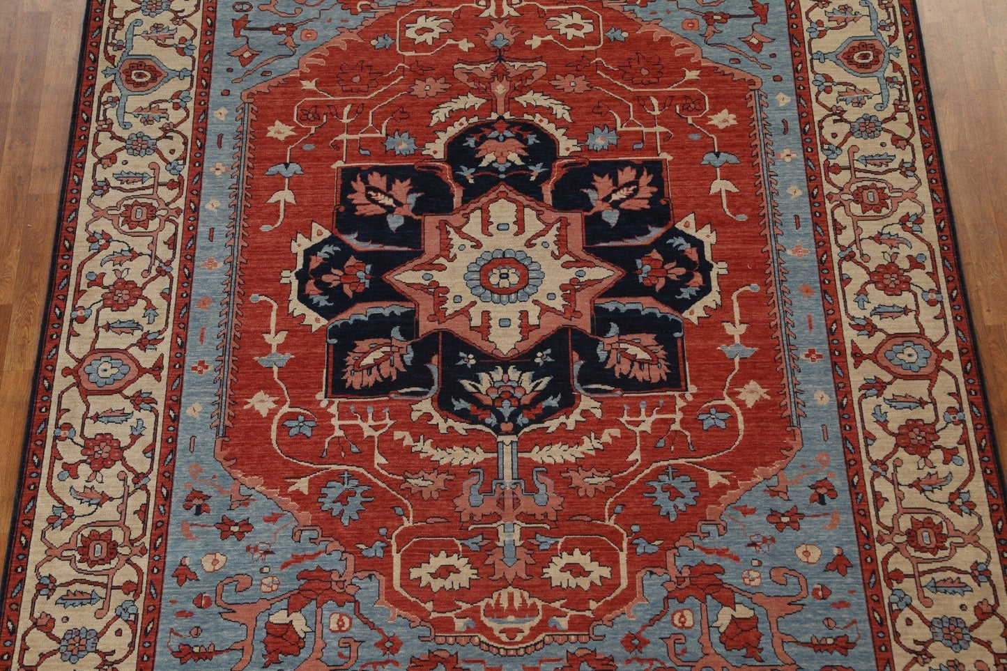 Red Geometric Heriz Serapi Turkish Wool Rug 8x10