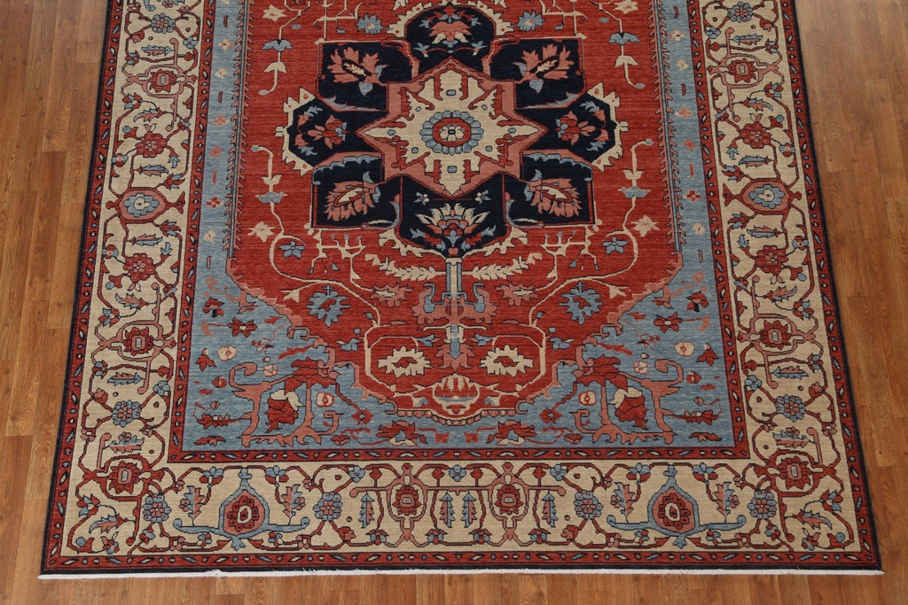 Red Geometric Heriz Serapi Turkish Wool Rug 8x10