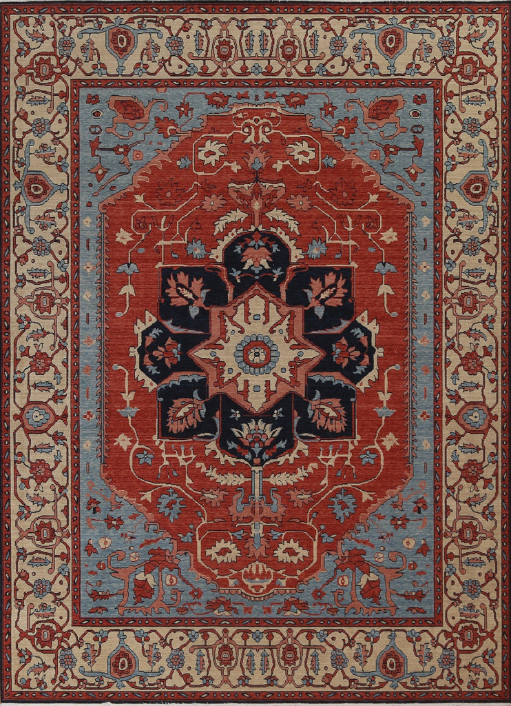 Red Geometric Heriz Serapi Turkish Wool Rug 8x10