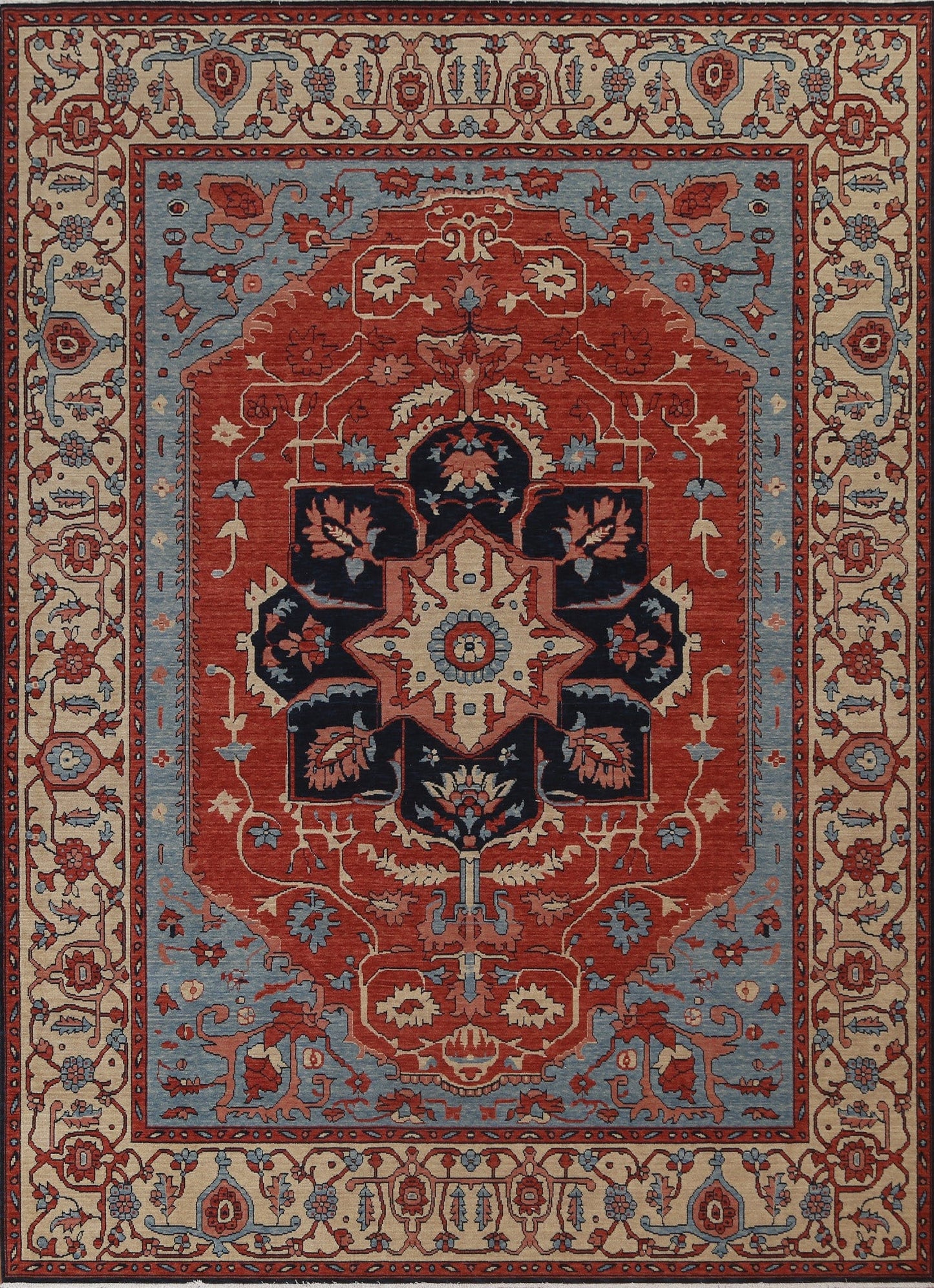 Red Geometric Heriz Serapi Turkish Wool Rug 8x10