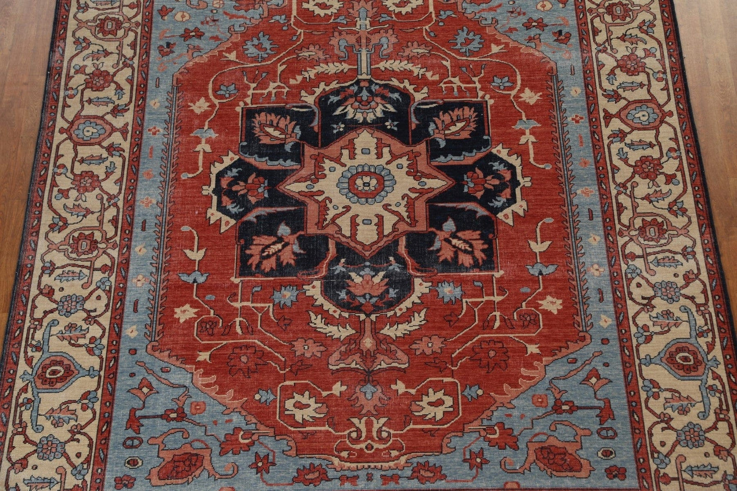 Geometric Red Heriz Serapi Wool Turkish Rug 8x10