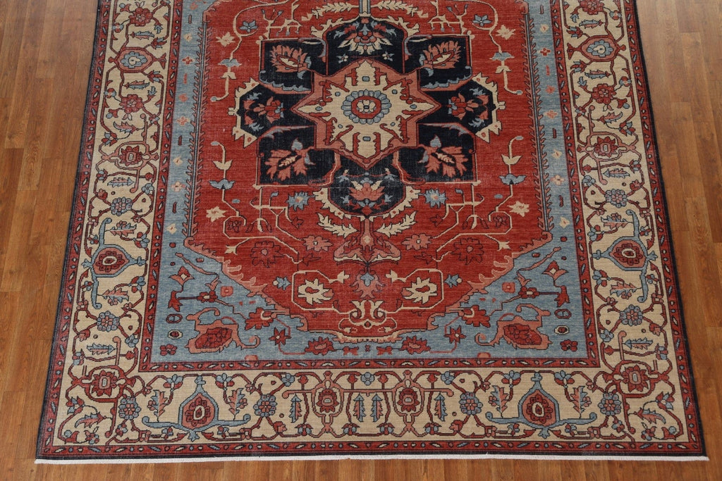 Geometric Red Heriz Serapi Wool Turkish Rug 8x10