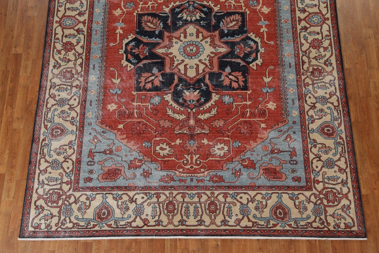 Geometric Handmade Heriz Serapi Wool Turkish Rug 8x10