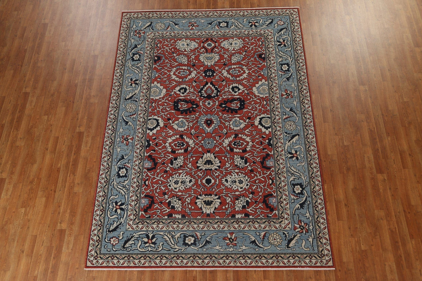 Red Floral Sultanabad Ziegler Wool Turkish Rug 7x10