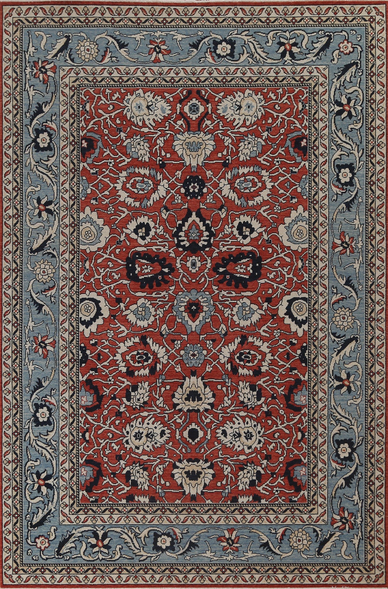 Red Floral Sultanabad Ziegler Wool Turkish Rug 7x10