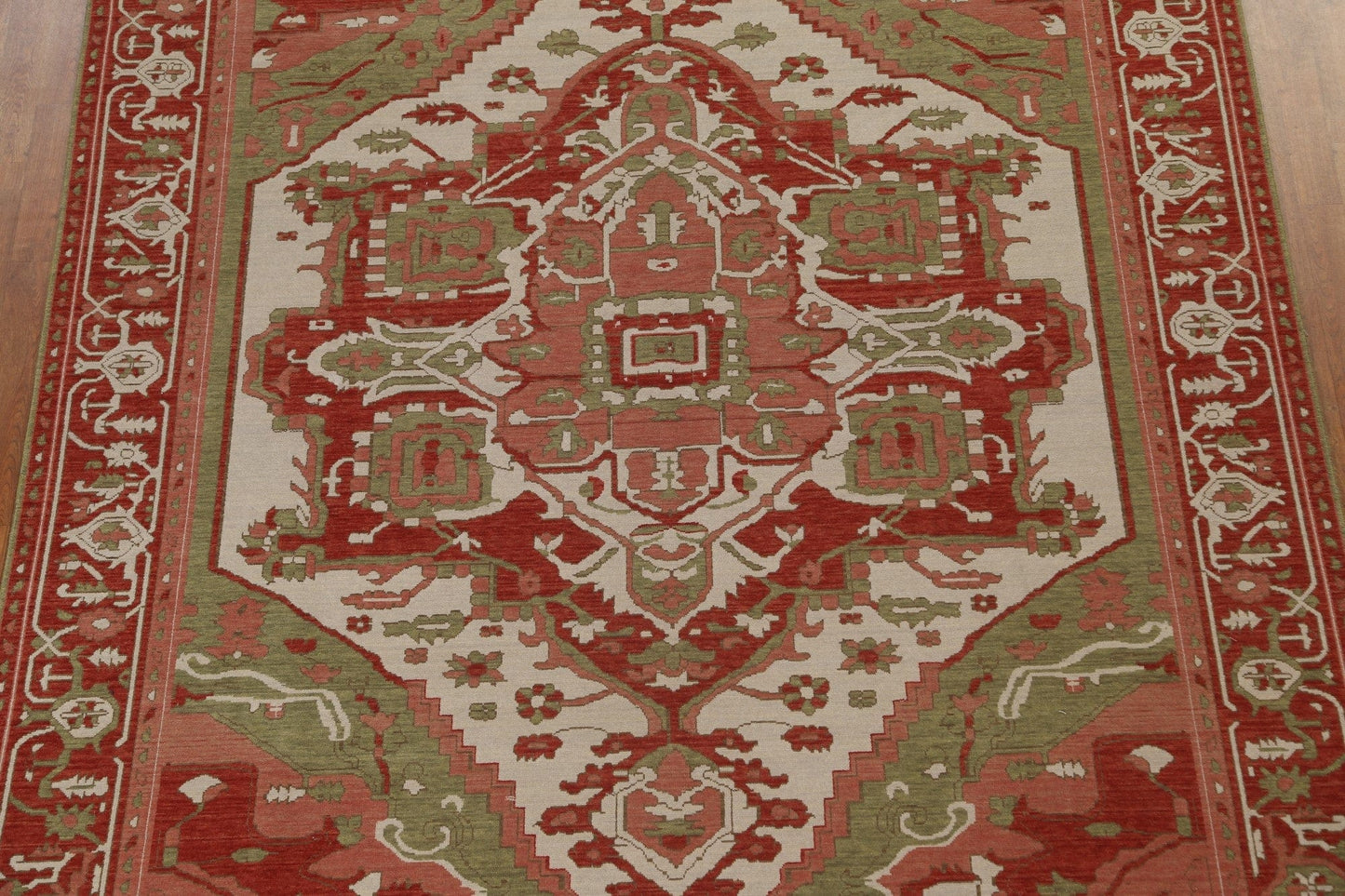 Geometric Hand-Knotted Heriz Serapi Wool Turkish Rug 8x10