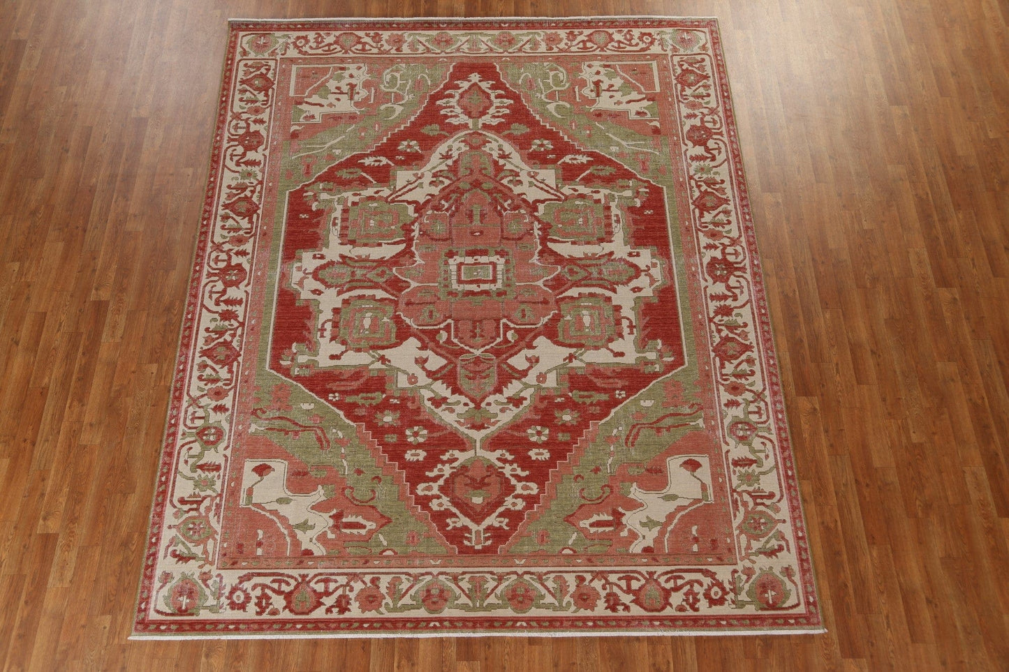 Geometric Handmade Heriz Serapi Wool Turkish Rug 8x10