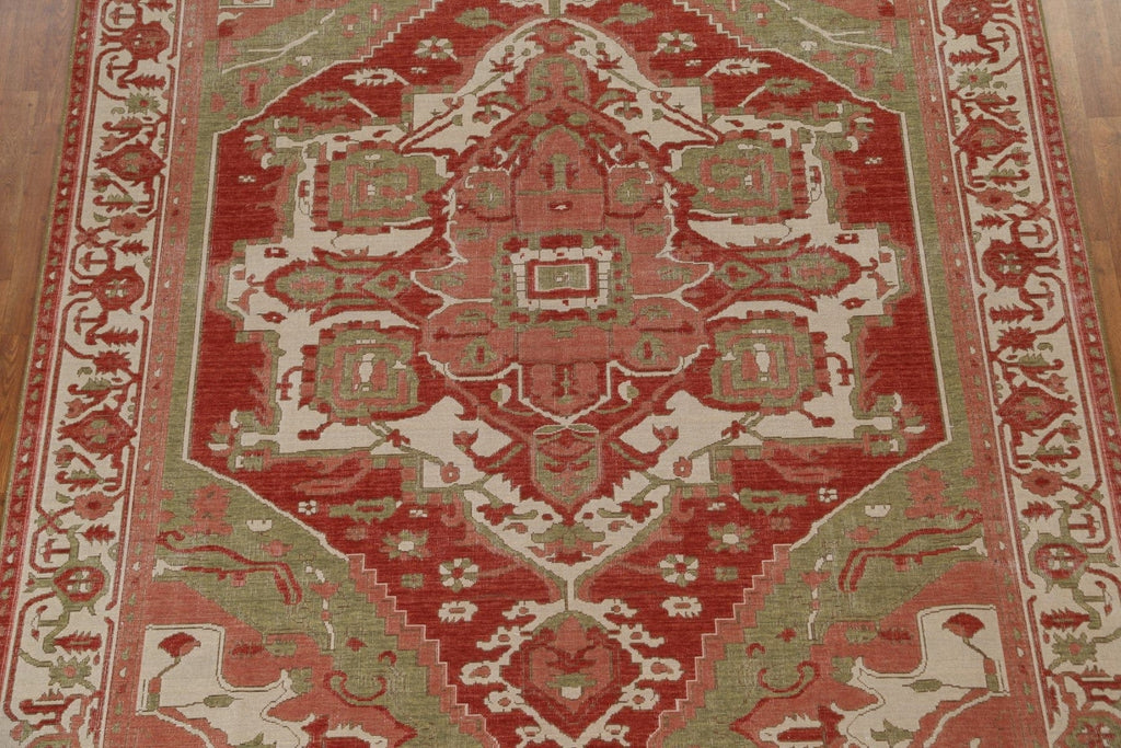 Geometric Handmade Heriz Serapi Wool Turkish Rug 8x10