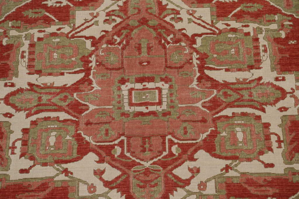 Geometric Handmade Heriz Serapi Wool Turkish Rug 8x10