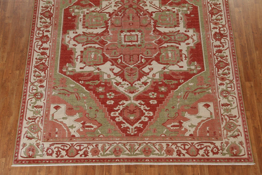 Geometric Handmade Heriz Serapi Wool Turkish Rug 8x10