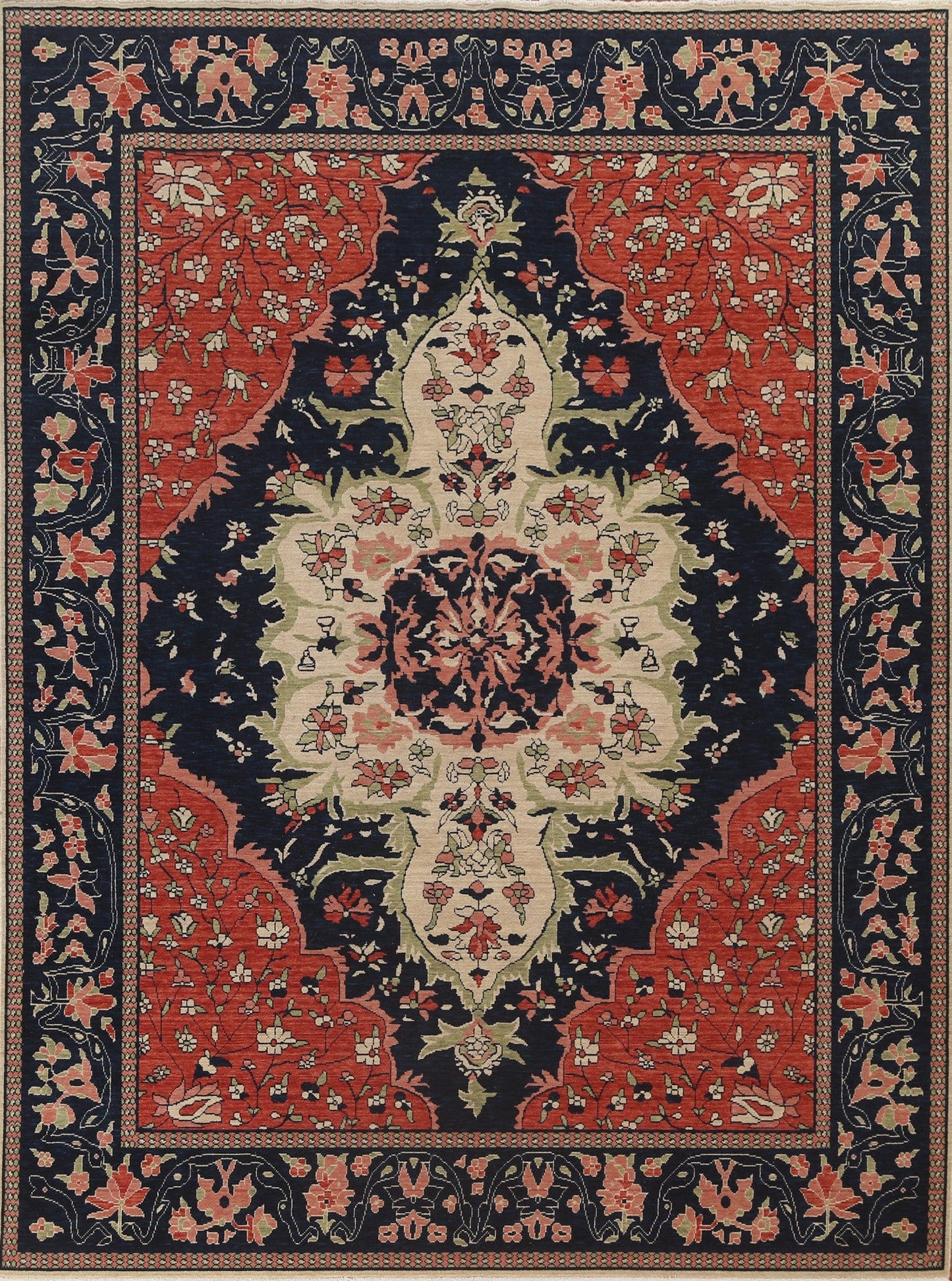 Geometric Handmade Sarouk Farahan Wool Turkish Rug 8x10