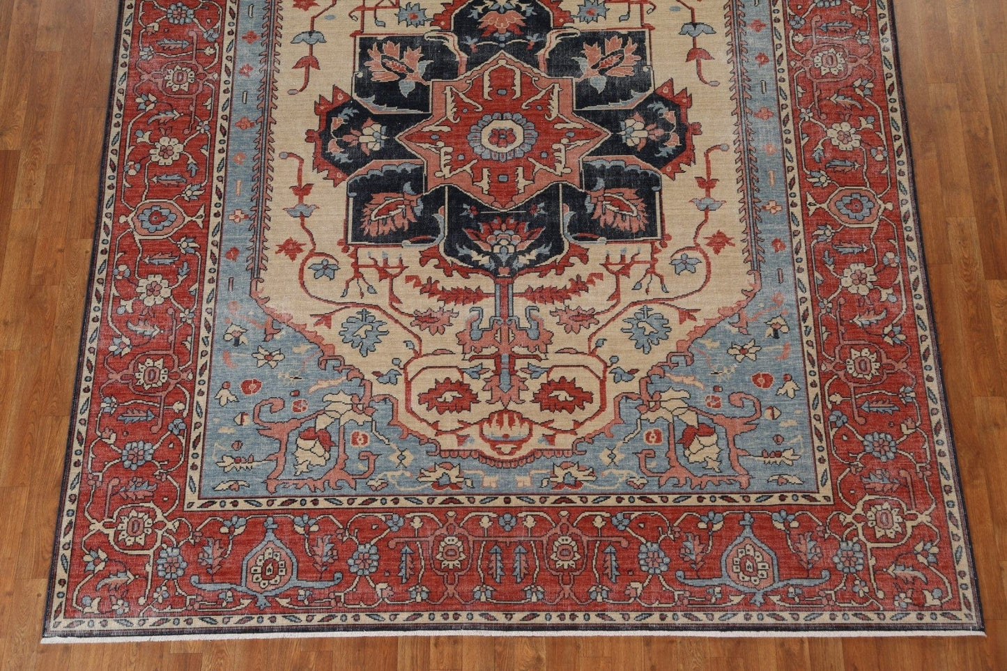 Geometric Handmade Heriz Serapi Wool Turkish Rug 8x10