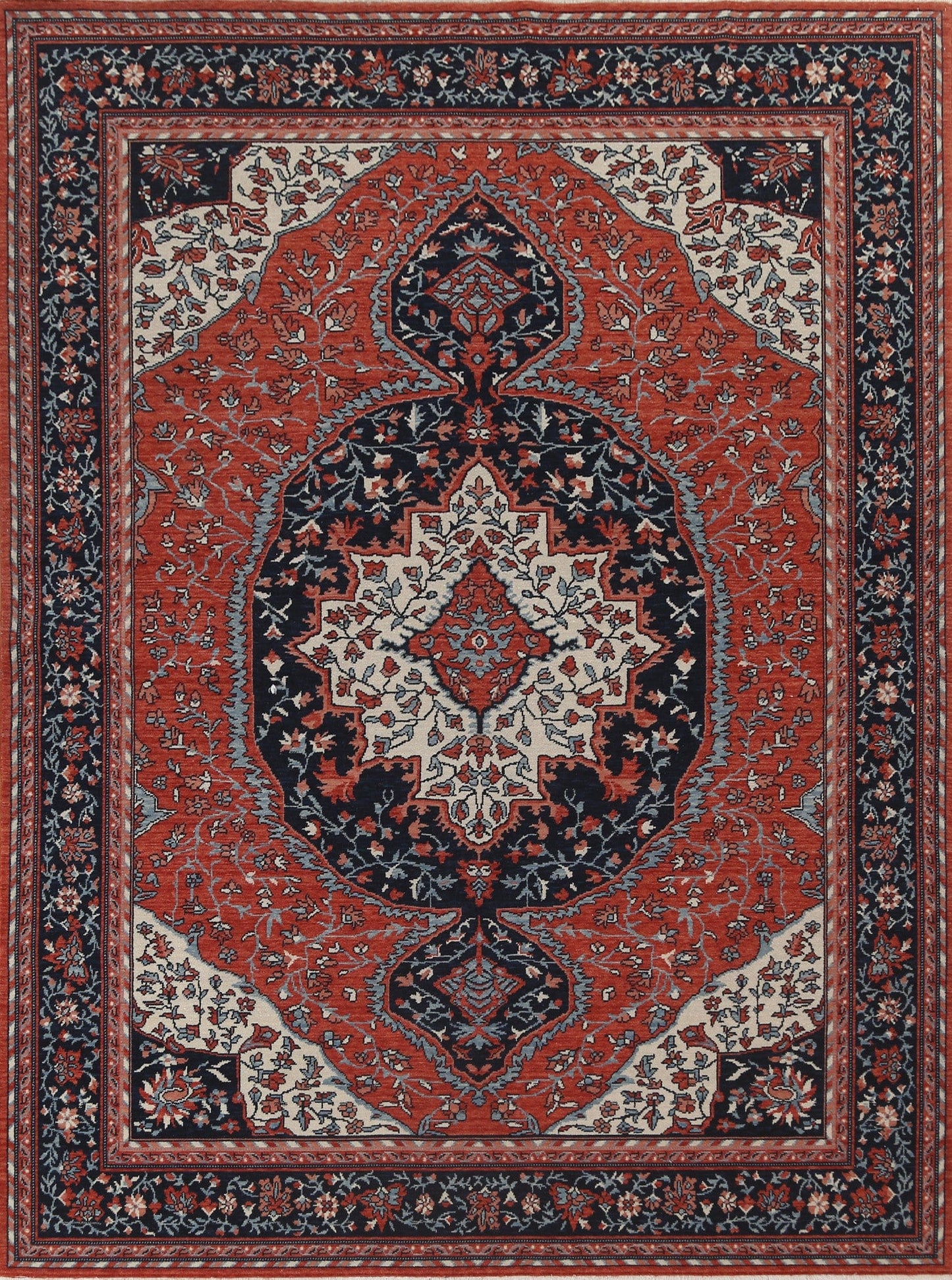 Geometric Red Sarouk Farahan Wool Turkish Rug 8x10