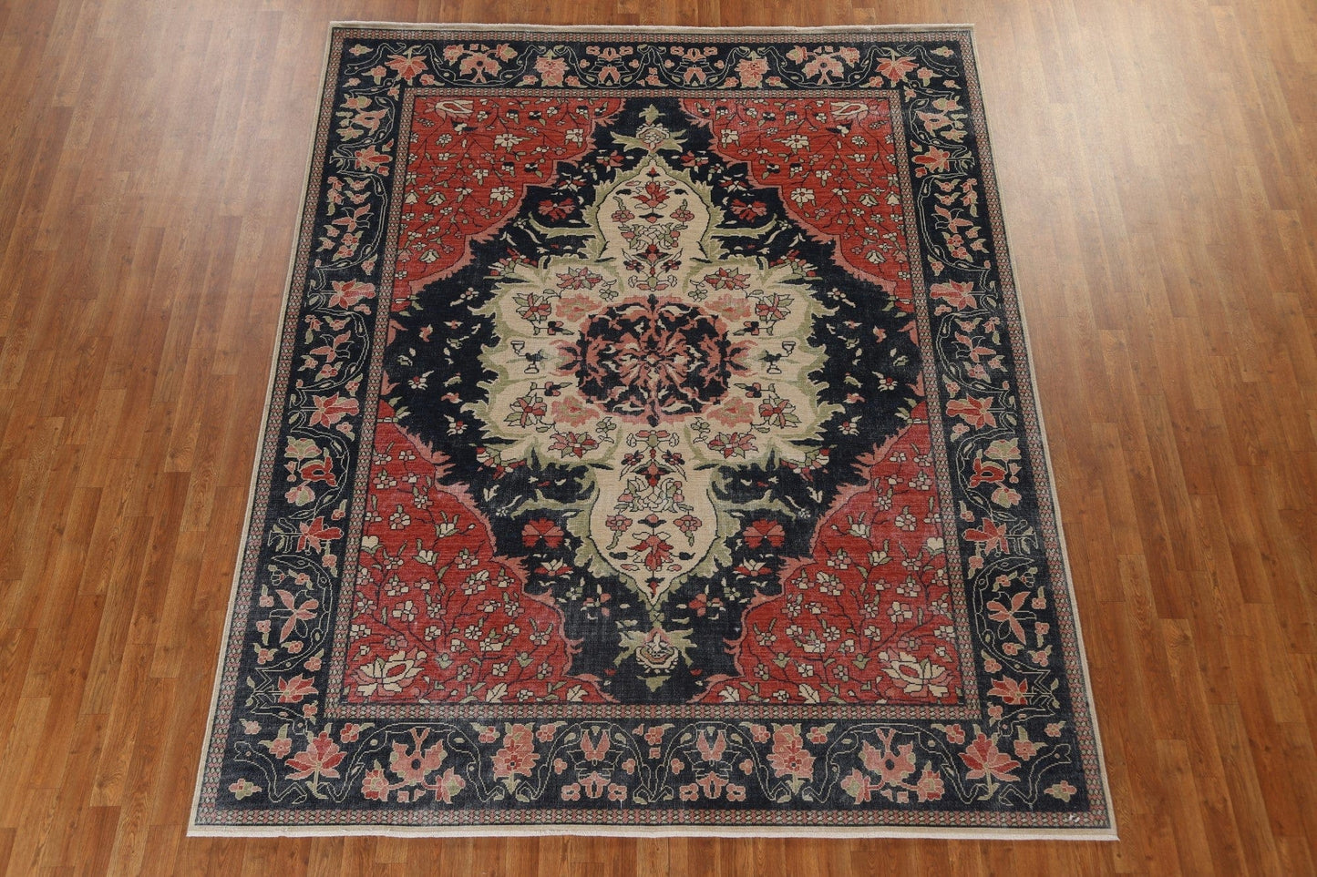 Geometric Hand-Knotted Sarouk Farahan Wool Turkish Rug 8x10