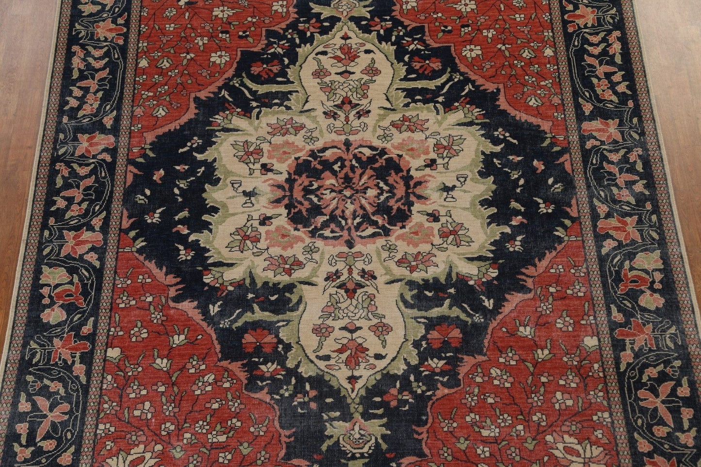 Geometric Hand-Knotted Sarouk Farahan Wool Turkish Rug 8x10