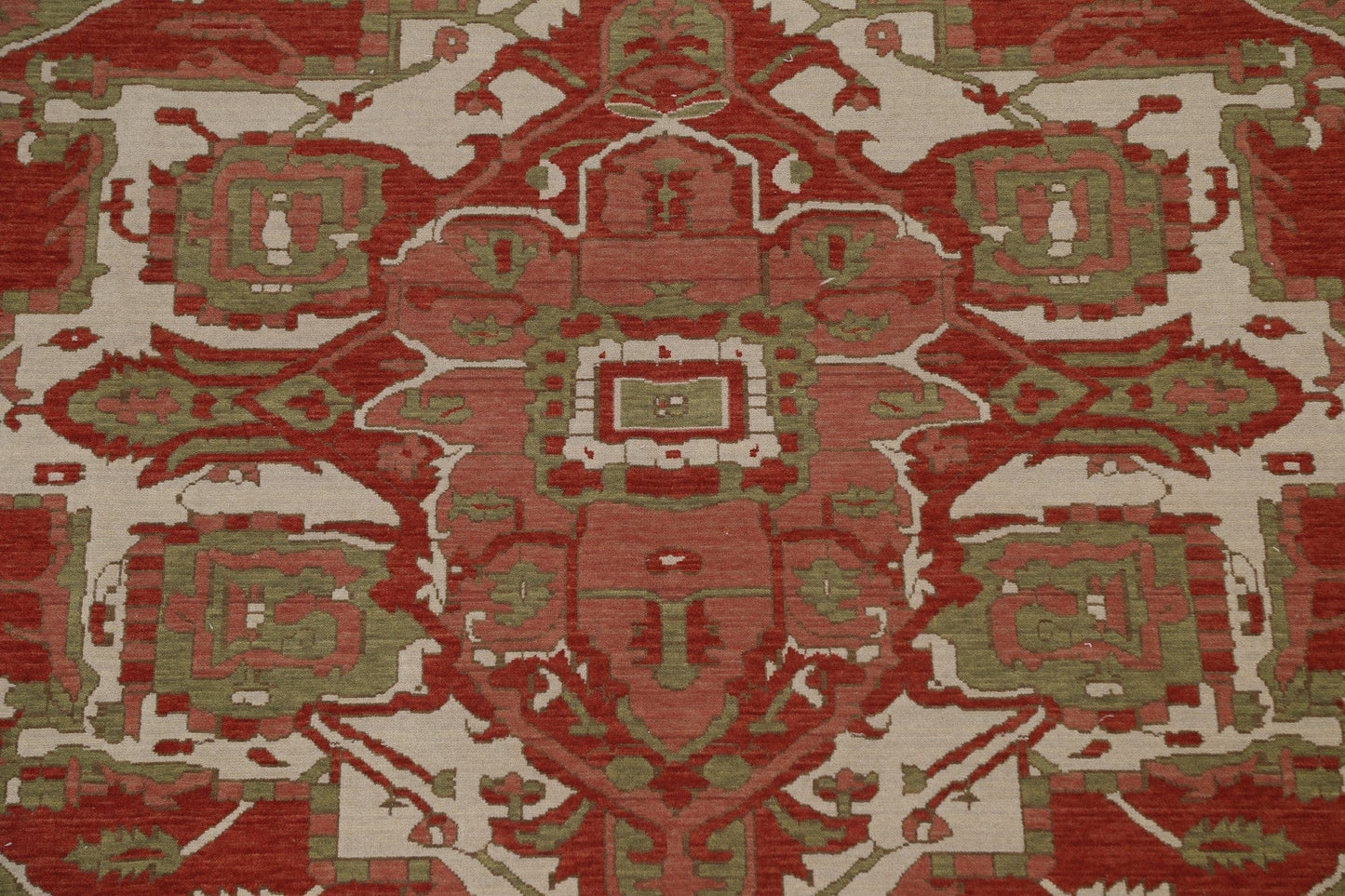 Geometric Hand-Knotted Heriz Serapi Wool Turkish Rug 8x10