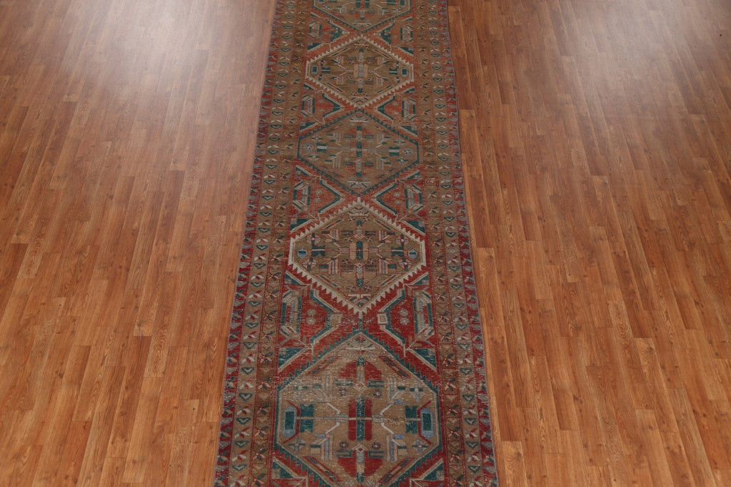 Vintage Geometric Tabriz Persian Runner Rug 4x14