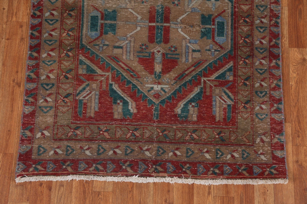 Vintage Geometric Tabriz Persian Runner Rug 4x14