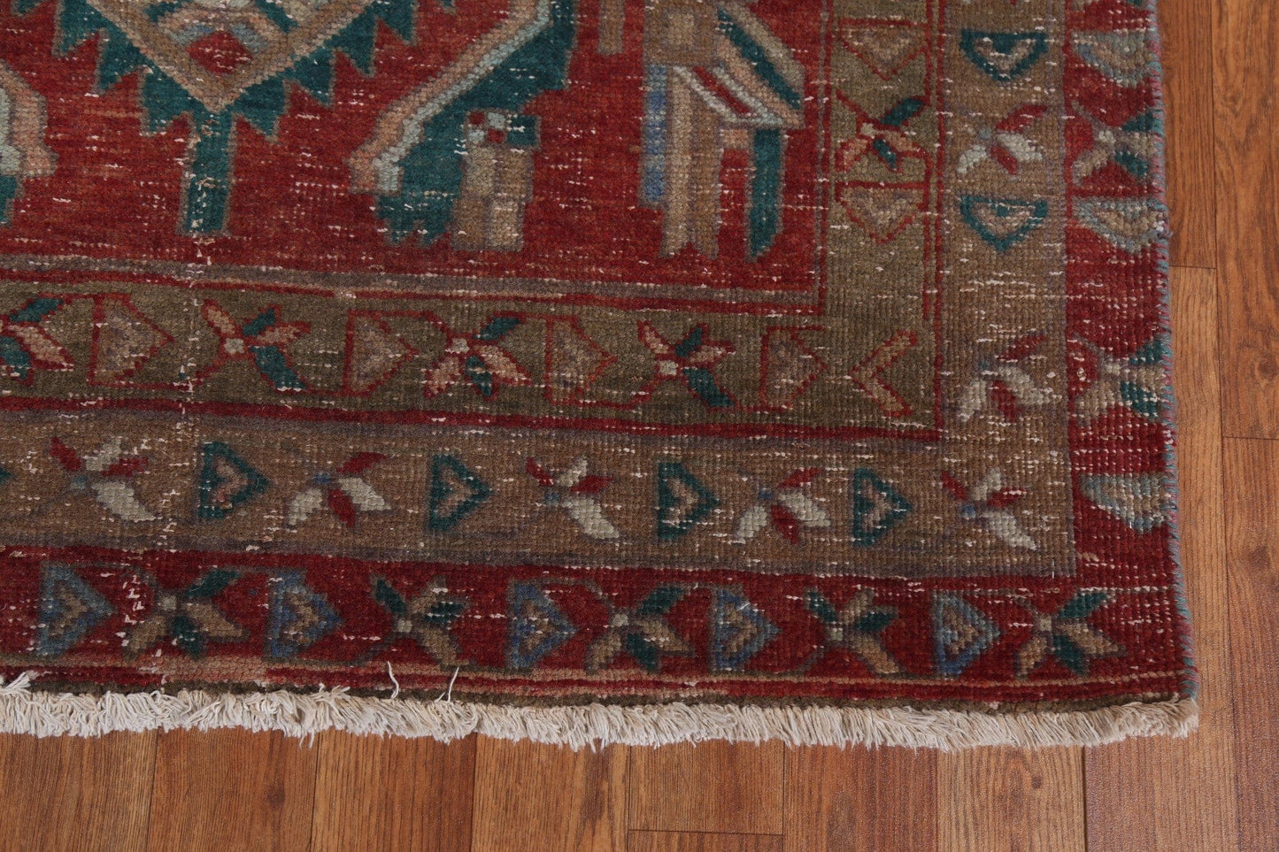 Vintage Geometric Tabriz Persian Runner Rug 4x14