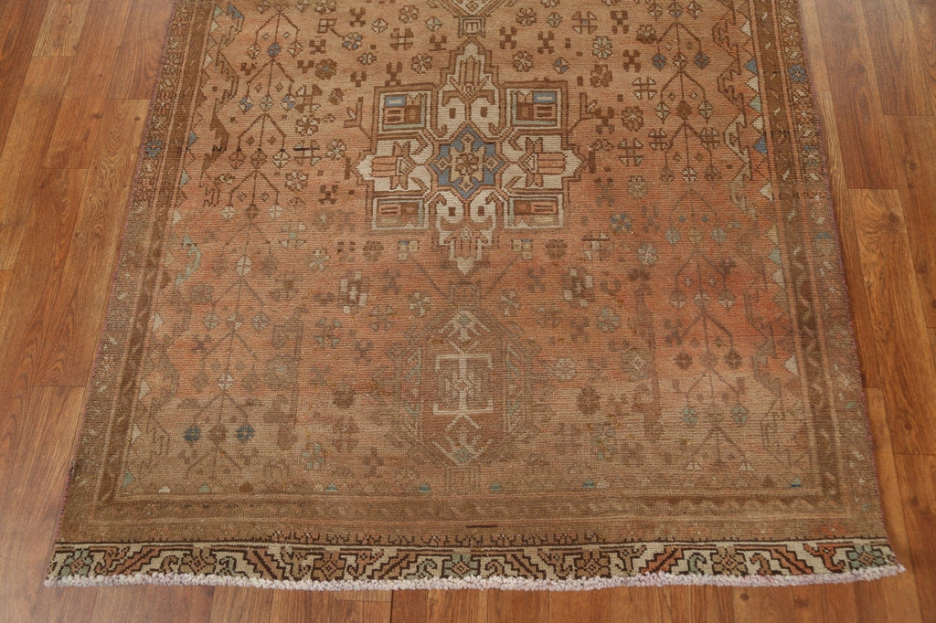 Hand-Knotted Wool Heriz Persian Runner Rug 4x14