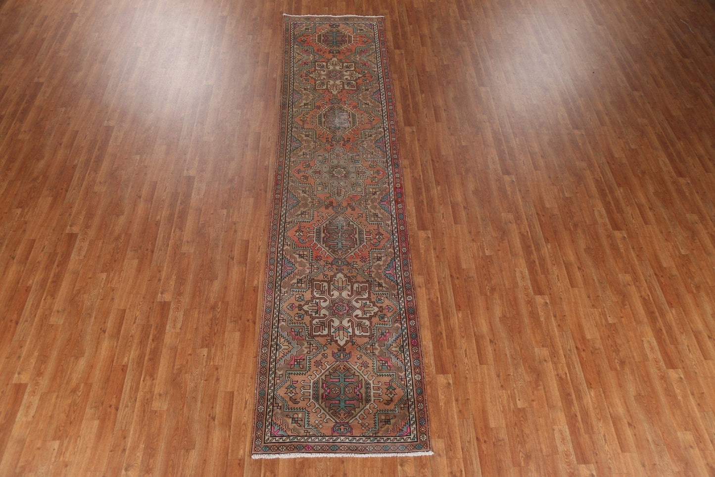 Geometric Wool Tabriz Persian Runner Rug 3x13