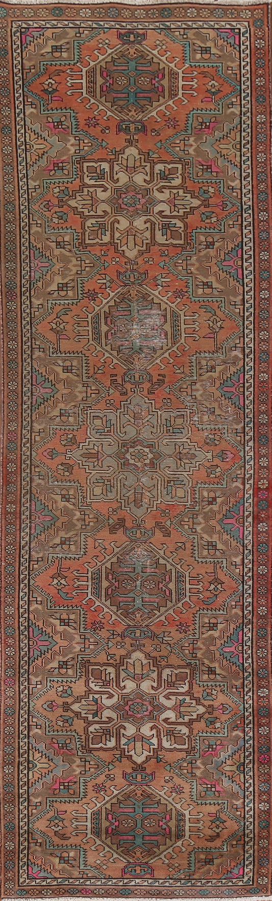 Geometric Wool Tabriz Persian Runner Rug 3x13