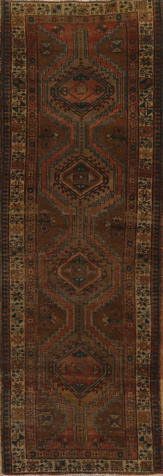 Vintage Wool Ardebil Persian Runner Rug 3x10