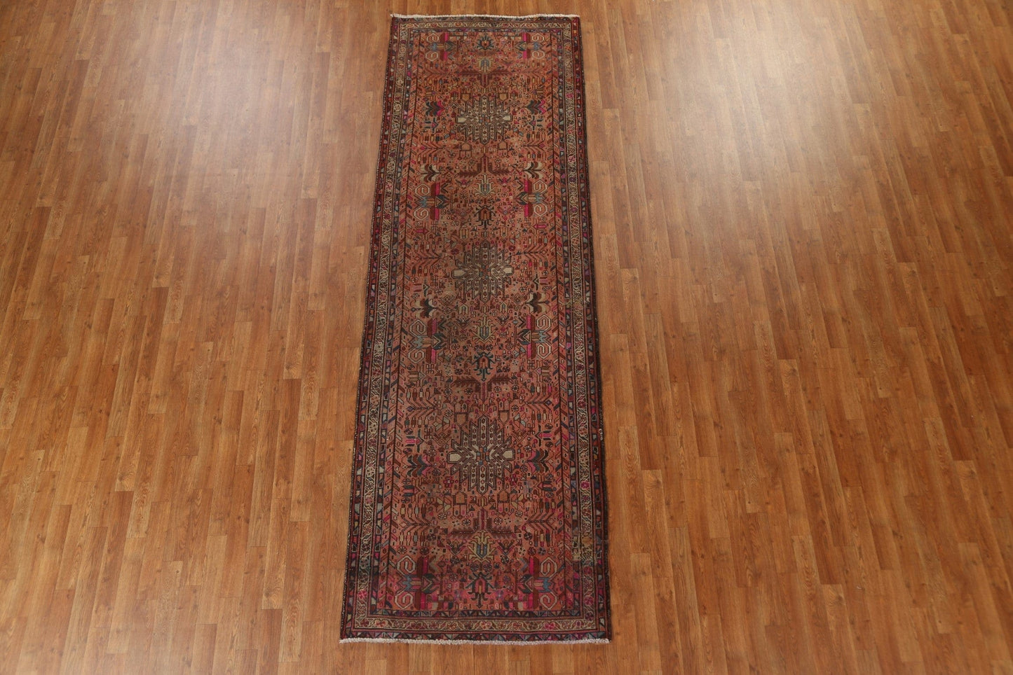 Tribal Geometric Hamedan Persian Runner Rug 4x11