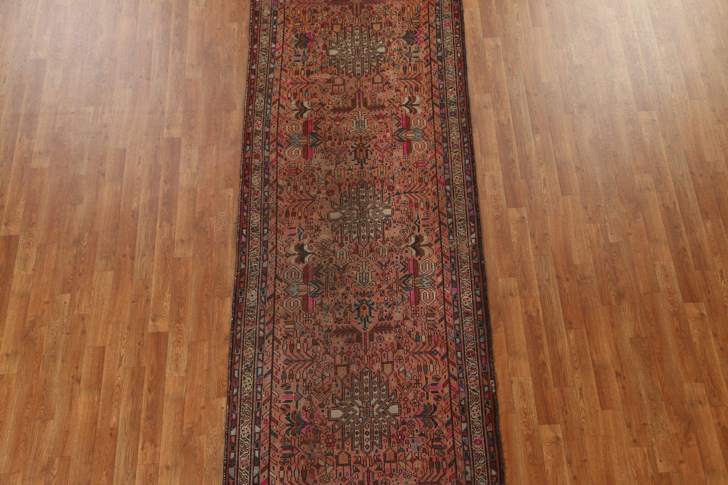 Tribal Geometric Hamedan Persian Runner Rug 4x11