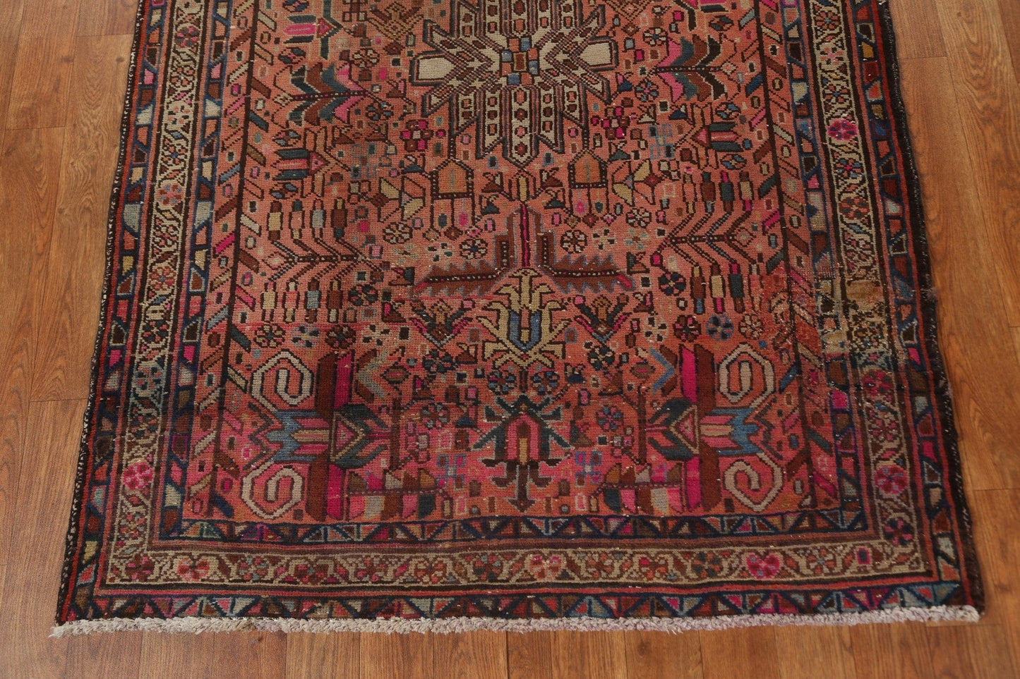 Tribal Geometric Hamedan Persian Runner Rug 4x11