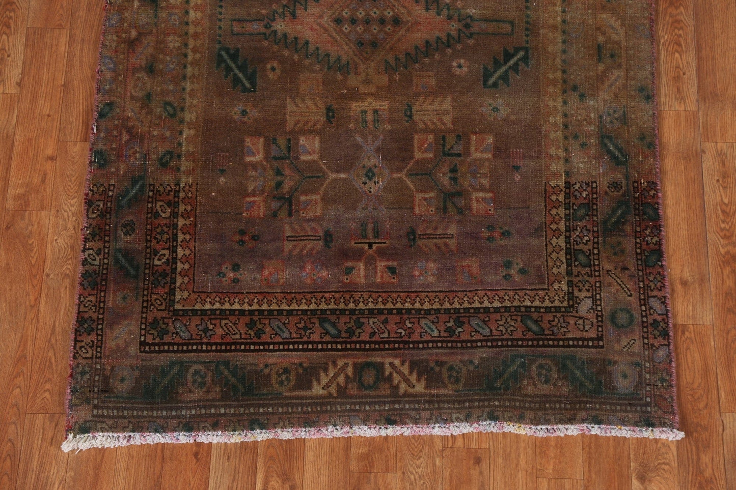 Over-Dyed Wool Heriz Persian Runner Rug 4x14