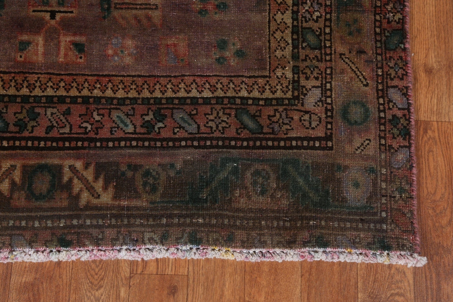 Over-Dyed Wool Heriz Persian Runner Rug 4x14